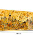 Golden city glass painting
