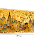 Golden city glass painting