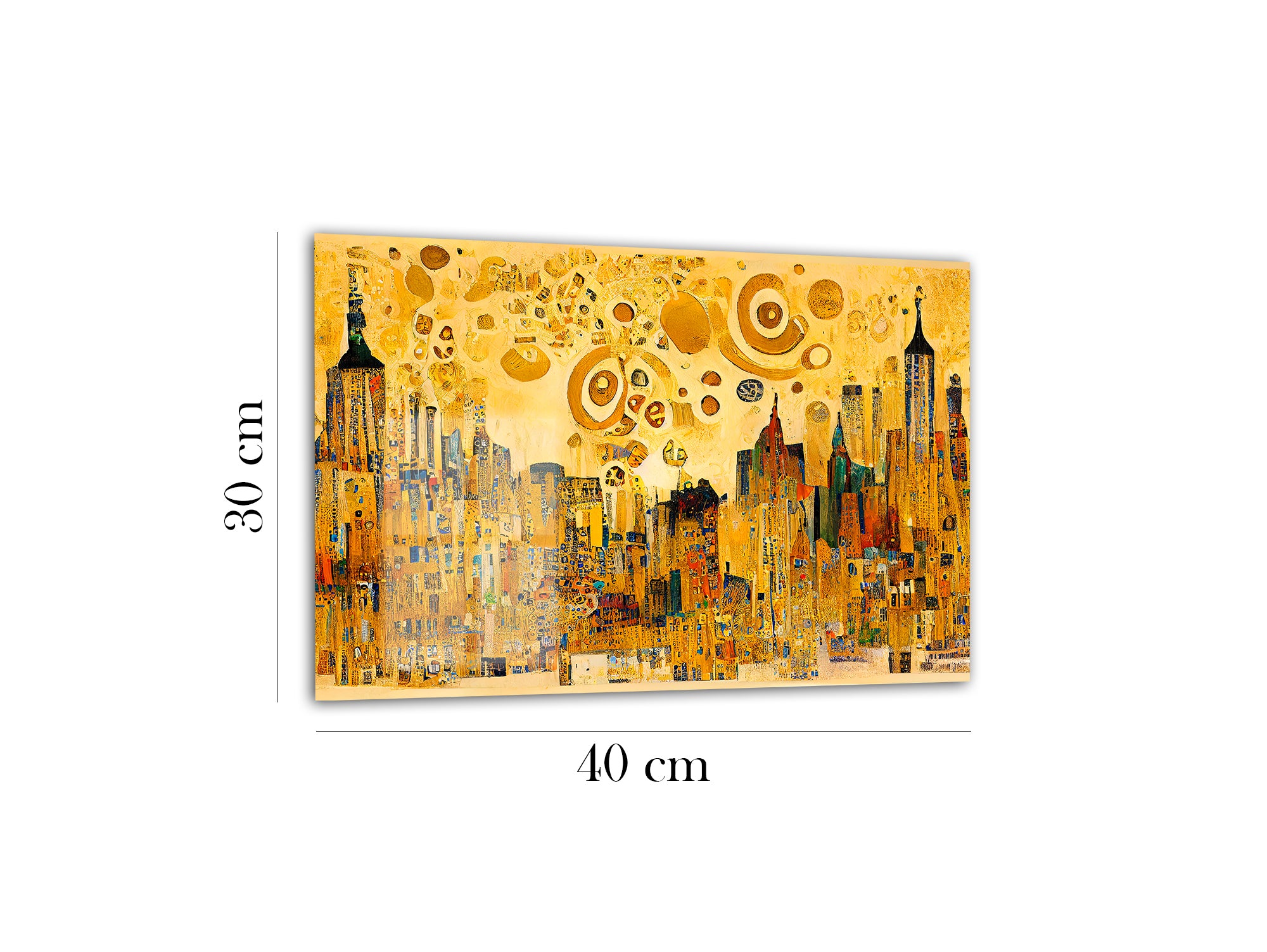 Golden city glass painting