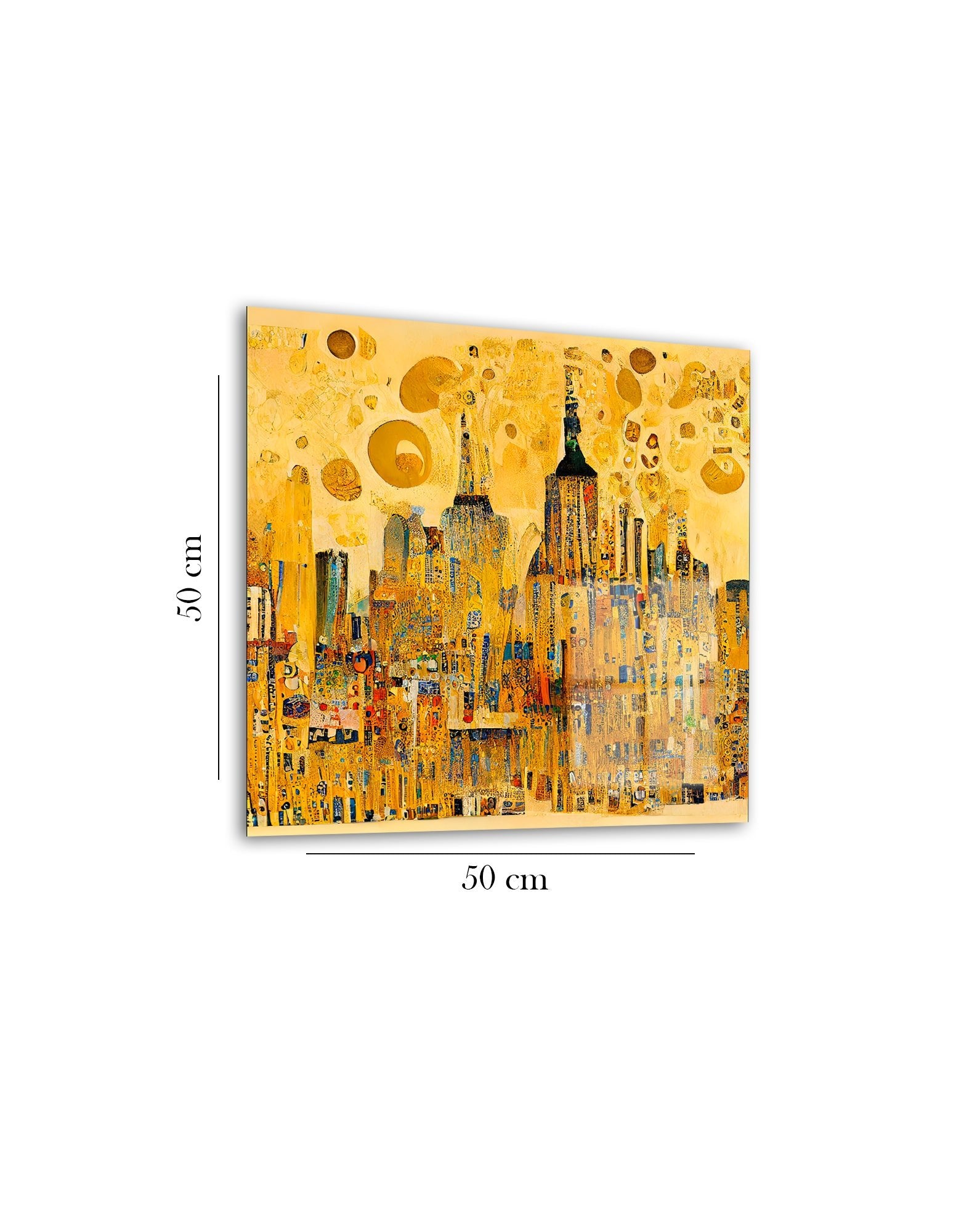 Golden city glass painting