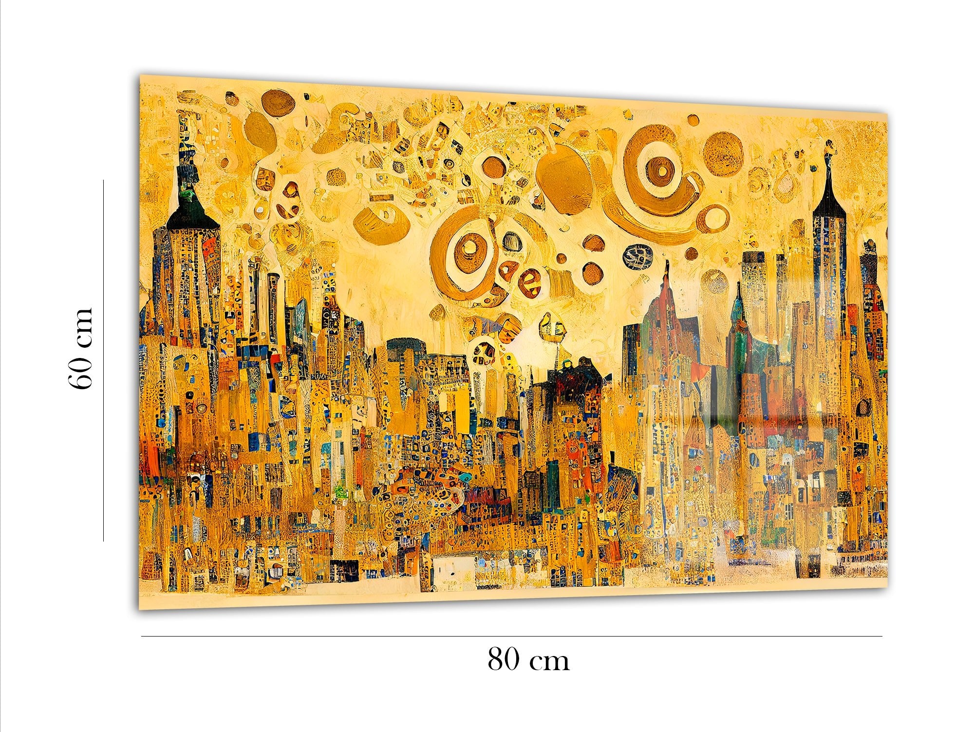 Golden city glass painting